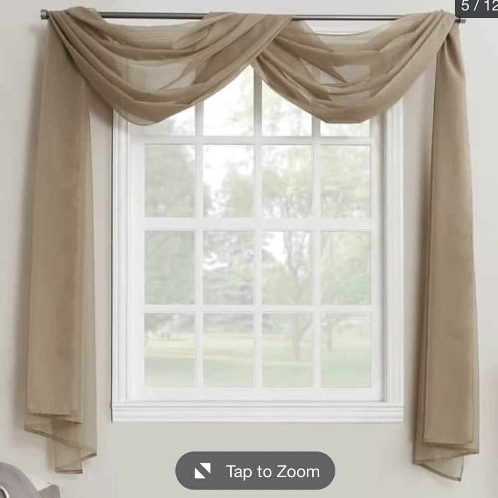 Window Scarf Valance Brown and Gold Diamond Pattern 54 inch wide 220 inches long - Picture 3 of 4
